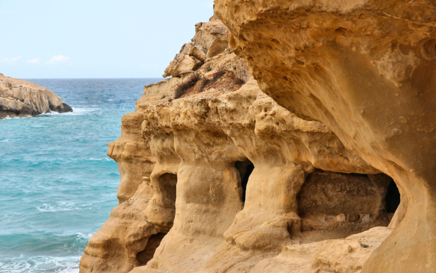 Hippies Caves by the sea in Matala