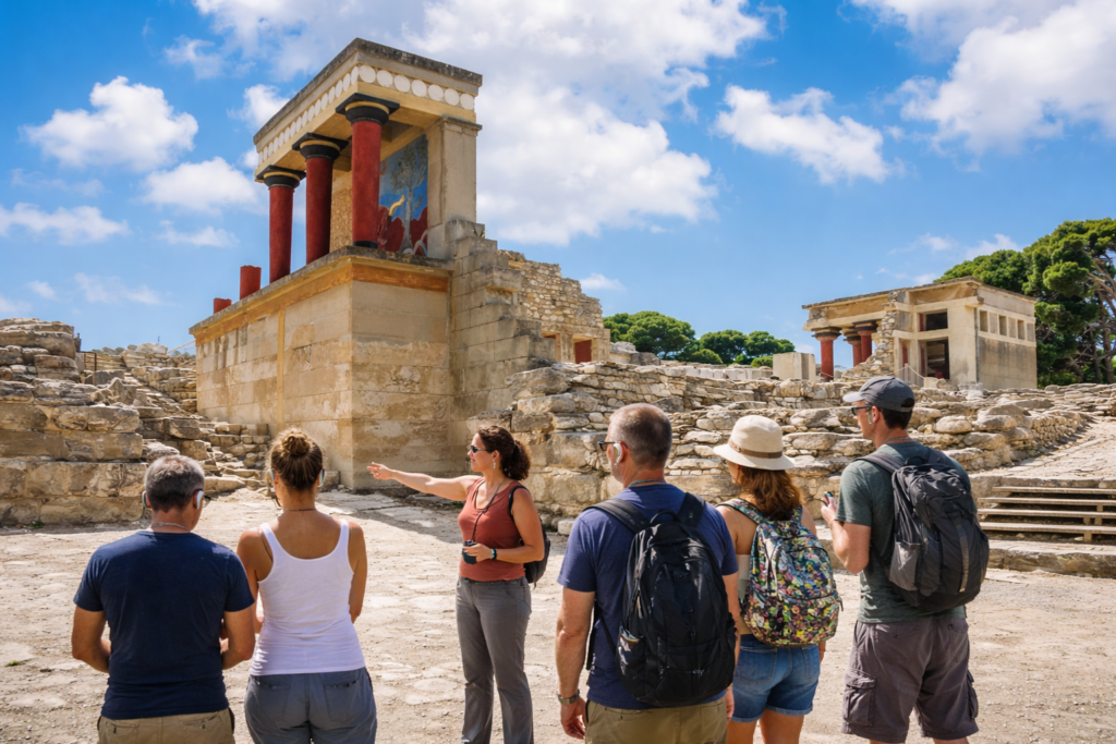 Knossos Palace with people