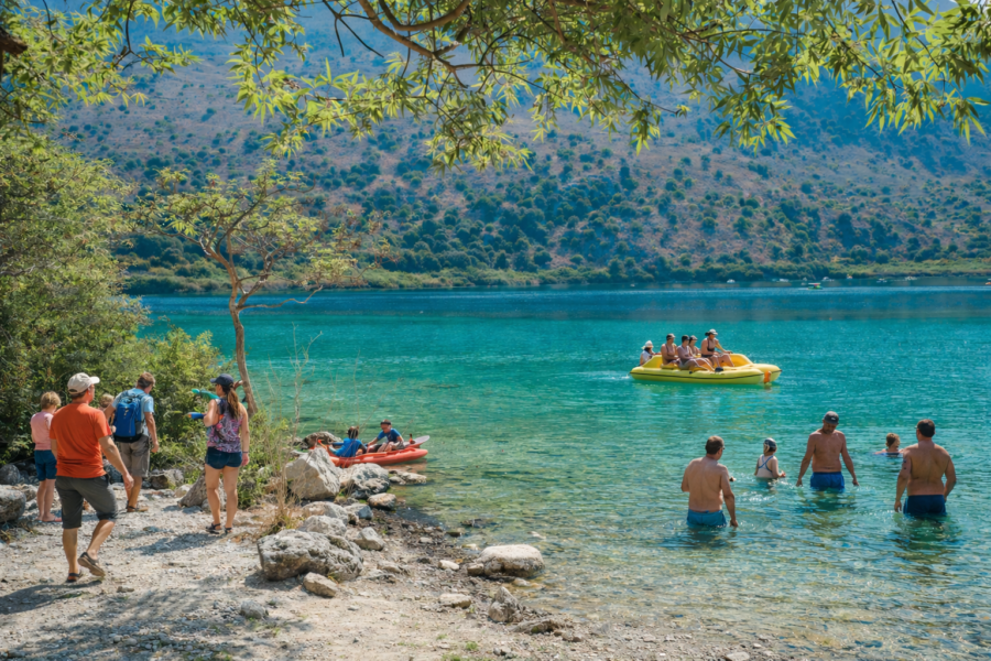Lake Kournas with people